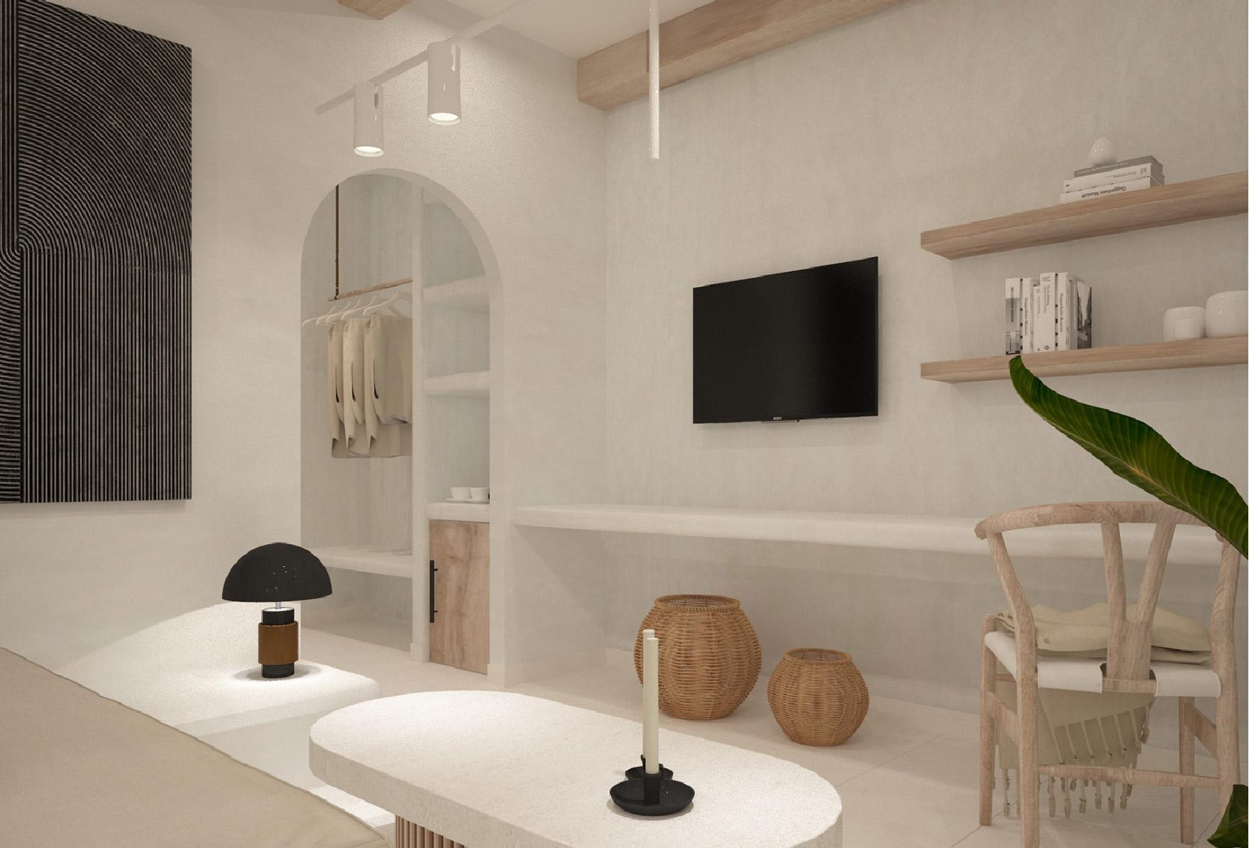 Aelia Luxury Suites Karterados  Exterior photo A 3D rendering of a living room