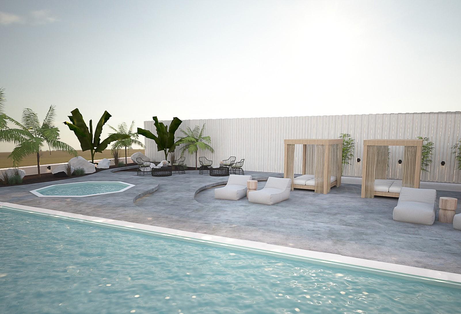 Aelia Luxury Suites Karterados  Exterior photo 3D rendering of a pool