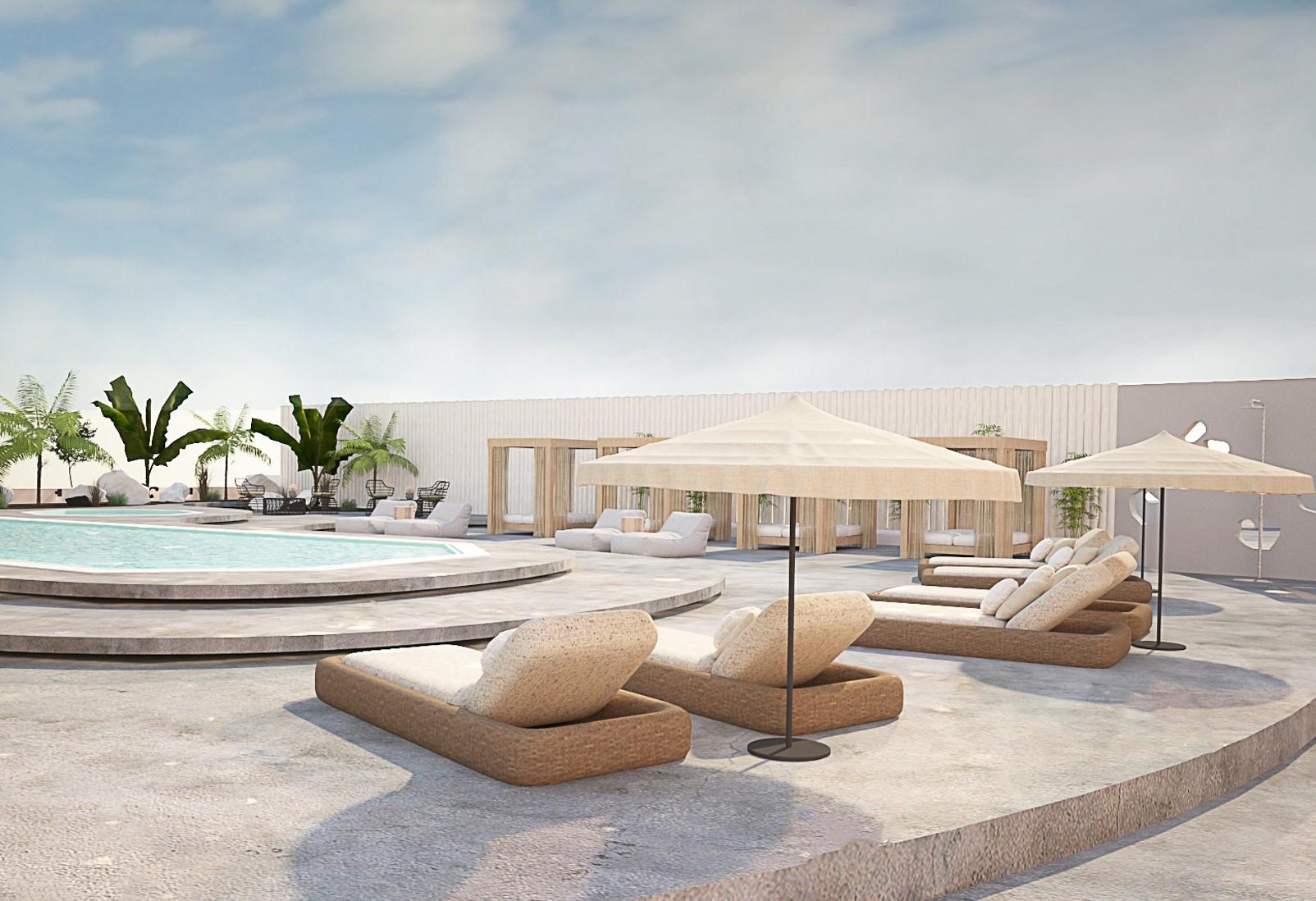 Aelia Luxury Suites Karterados  Exterior photo The rooftop pool at the hotel